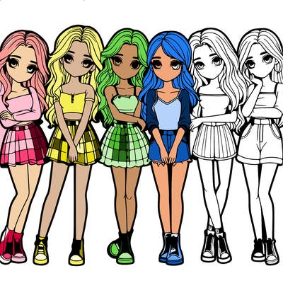 a group of girls realistic