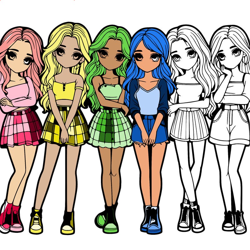 a group of girls realistic