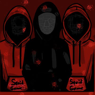 3 faceless people in  hoodies
