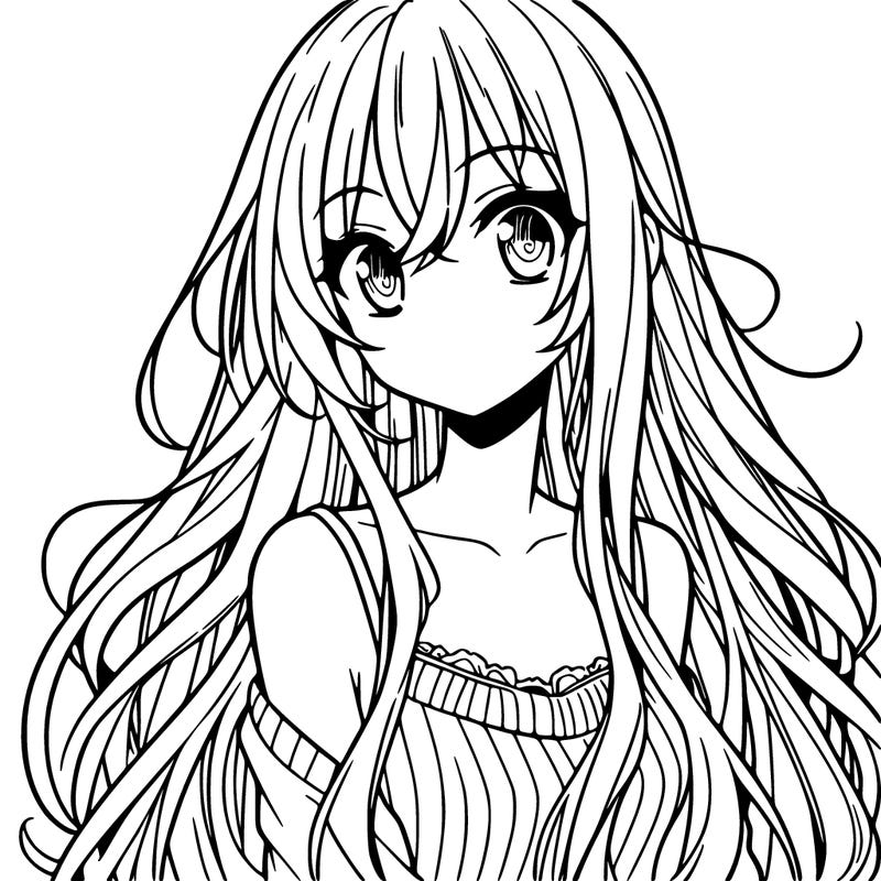 a manga girl with long hair