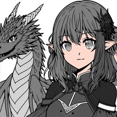 anime girl with cool dragon