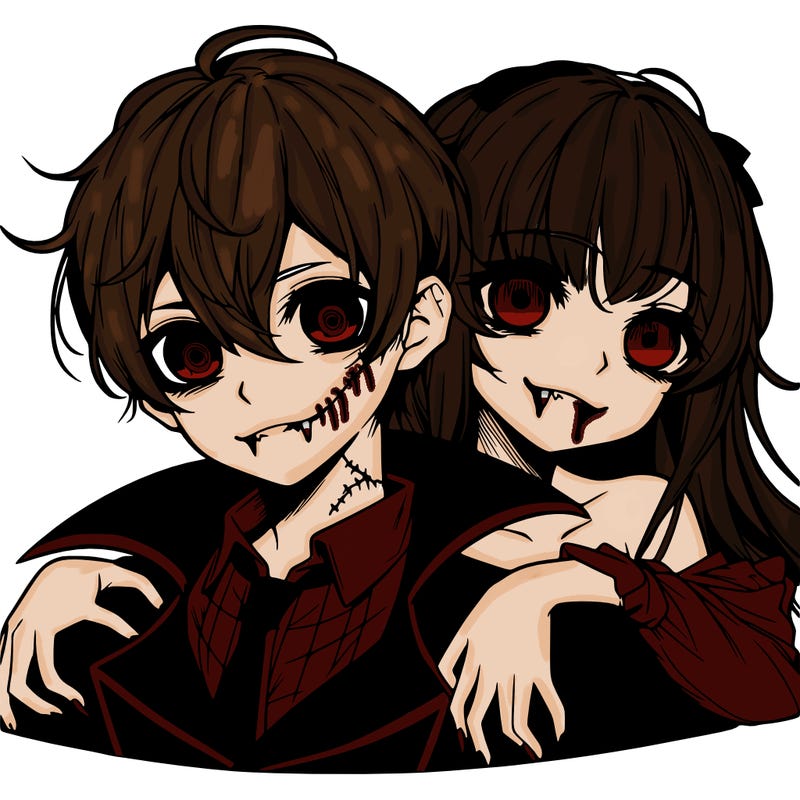 creepy vampire boy and girl anime
