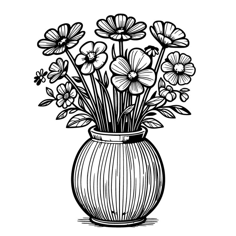 a vase with realistic flowers