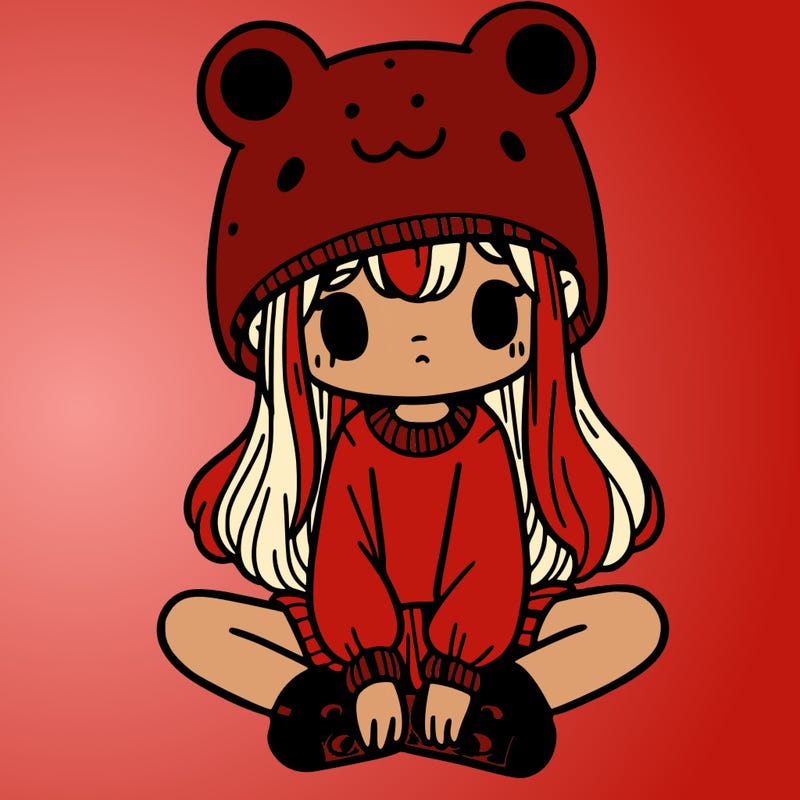 a girl wearing a frog hat and some frog socks