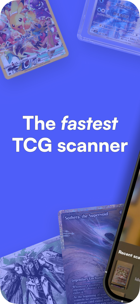 Rare Candy: Scan Pokémon Cards - Promotional graphic for Rare Candy showing trading cards and the text the fastest TCG scanner