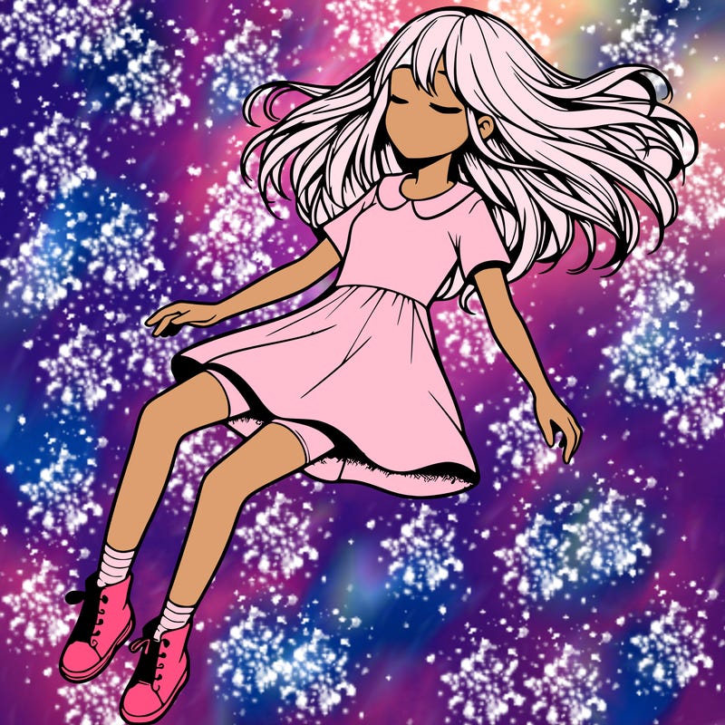 realistic girl floating