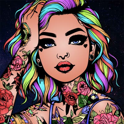 realistic girl with tattoos all over