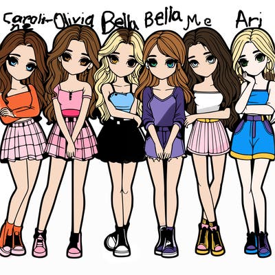 a group of girls realistic