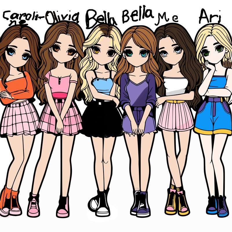 a group of girls realistic