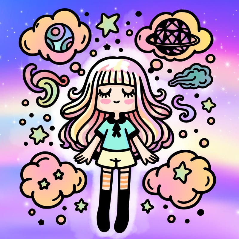 dreamcore girl in dreamworld