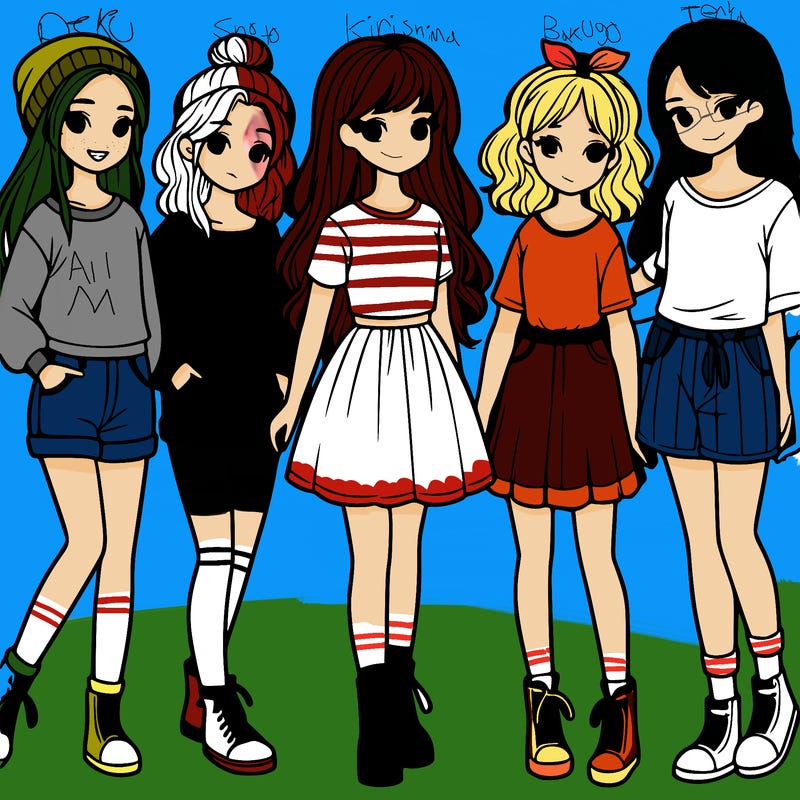 a group of five girls