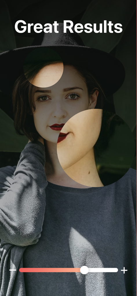 Gesicht einer Frau, das mit einem Makel- und Pickelentferner bearbeitet wird und glatte Haut zeigt