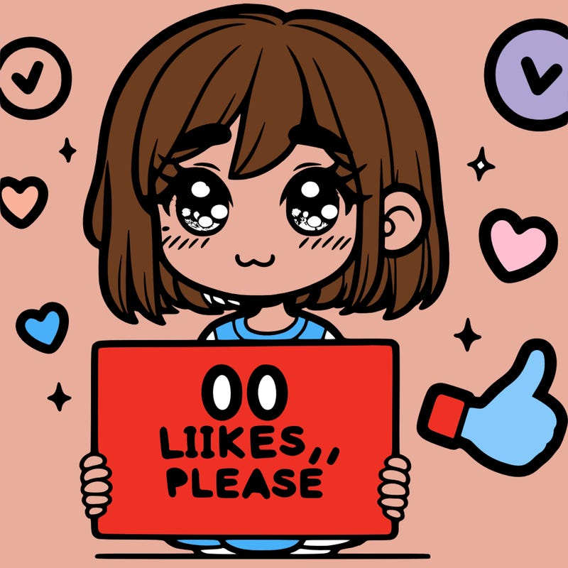 a girl with a sign saying 100 likes, please