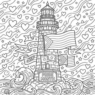 Illuminate your creativity with this beautiful Pride Lighthouse coloring page. It's a wonderful way to celebrate love, diversity, and community during Pride Month and beyond.