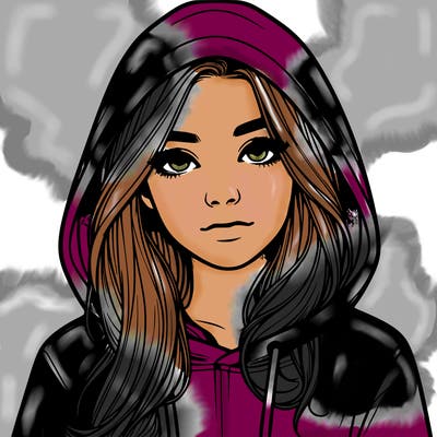 realistic girl with a hoodie
