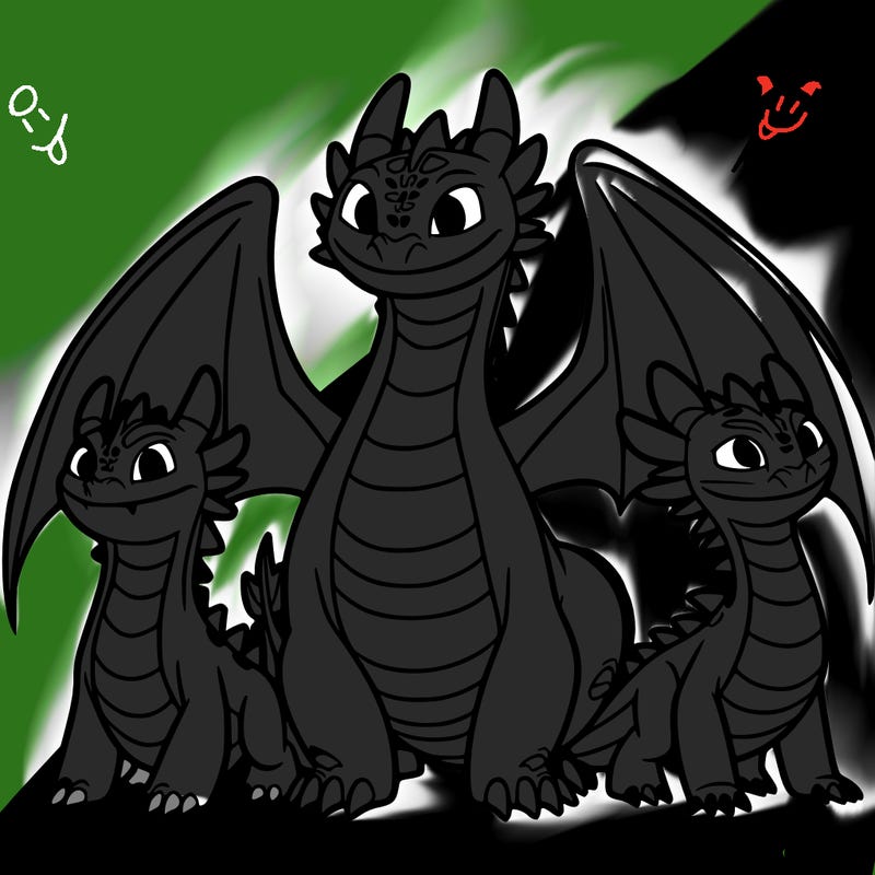 toothless and his family from how to train your dragon
