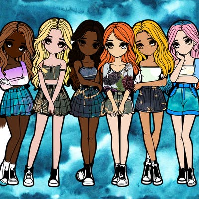 a group of girls realistic