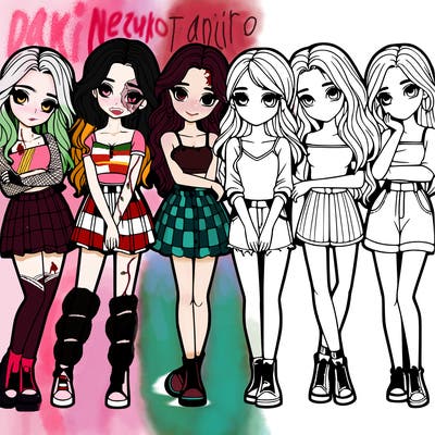 a group of girls realistic