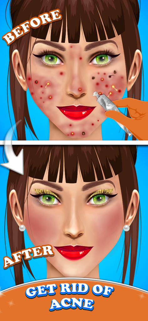 Makeover Makeup ASMR Sim Games - Comparación antes y después del tratamiento de acné y transformación de maquillaje en un juego de simulación