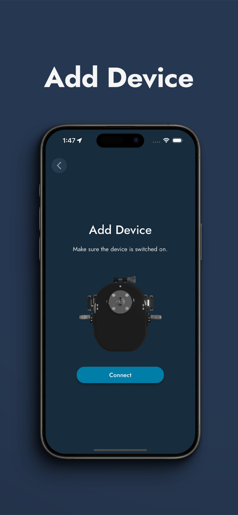 The Add Device interface in the iHoy Captain app showing the connection process for the marine autopilot hardware