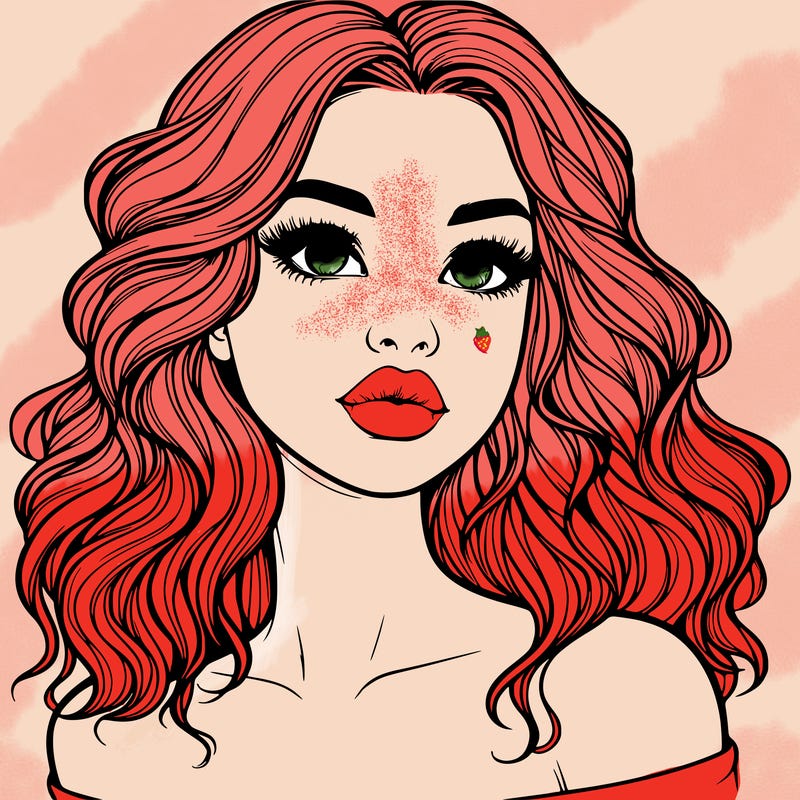 realistic girl with wavy hair and lips