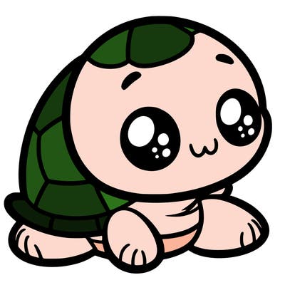 cute little animated turtle