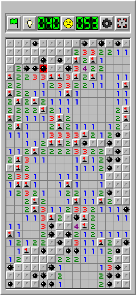 Minesweeper Classic: Retro - Une capture d'écran de gameplay de Démineur Classique Rétro montrant la grille classique avec des chiffres, des drapeaux et des mines révélées