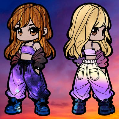 girl in crop top and baggy pants