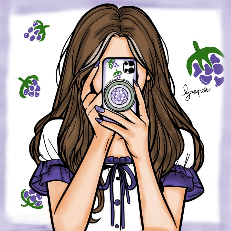 a realistic girl holding her phone taking pictures