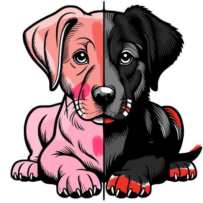 realistic dog split picture