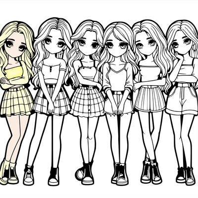 a group of girls realistic