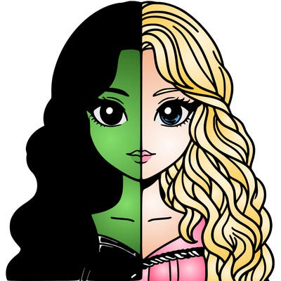 alphaba and glenda half and half