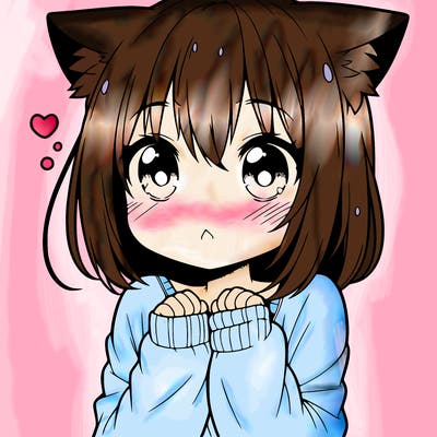 shy anime catgirl