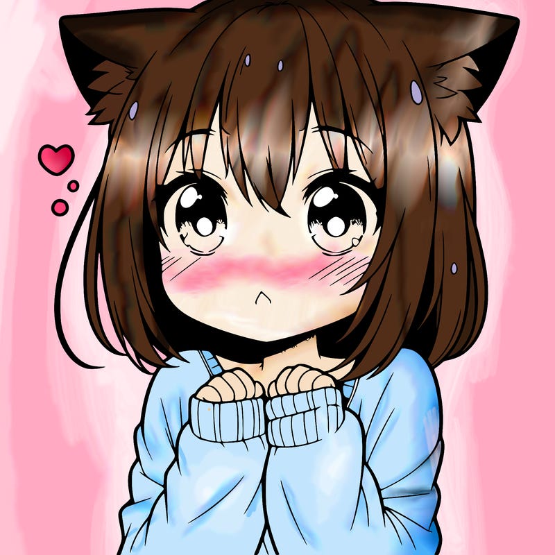 shy anime catgirl
