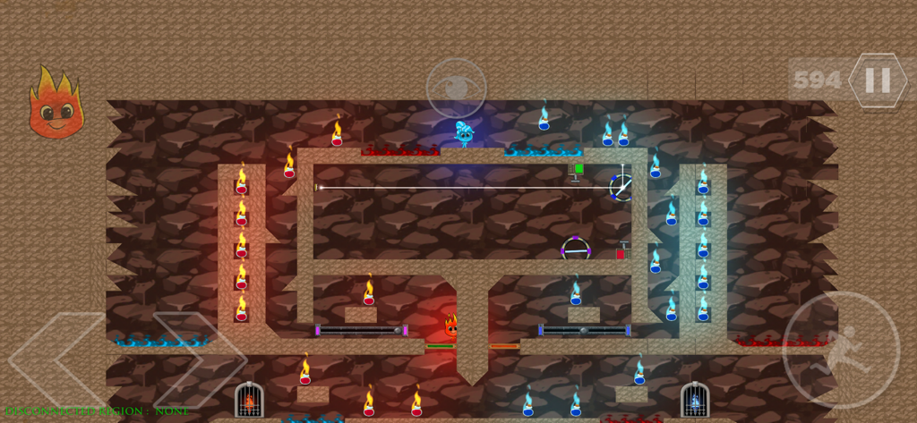 Fireboy and Watergirl navigating a maze with light beams in the Light Temple