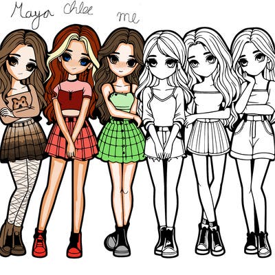 a group of girls realistic