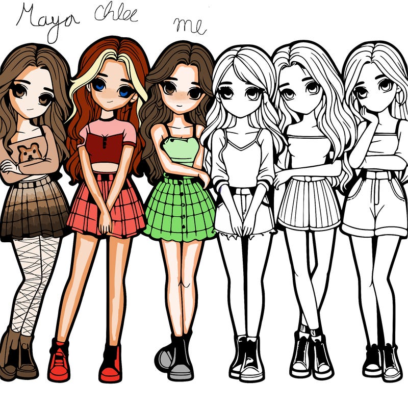 a group of girls realistic