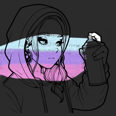 a realistic girl, spray painting