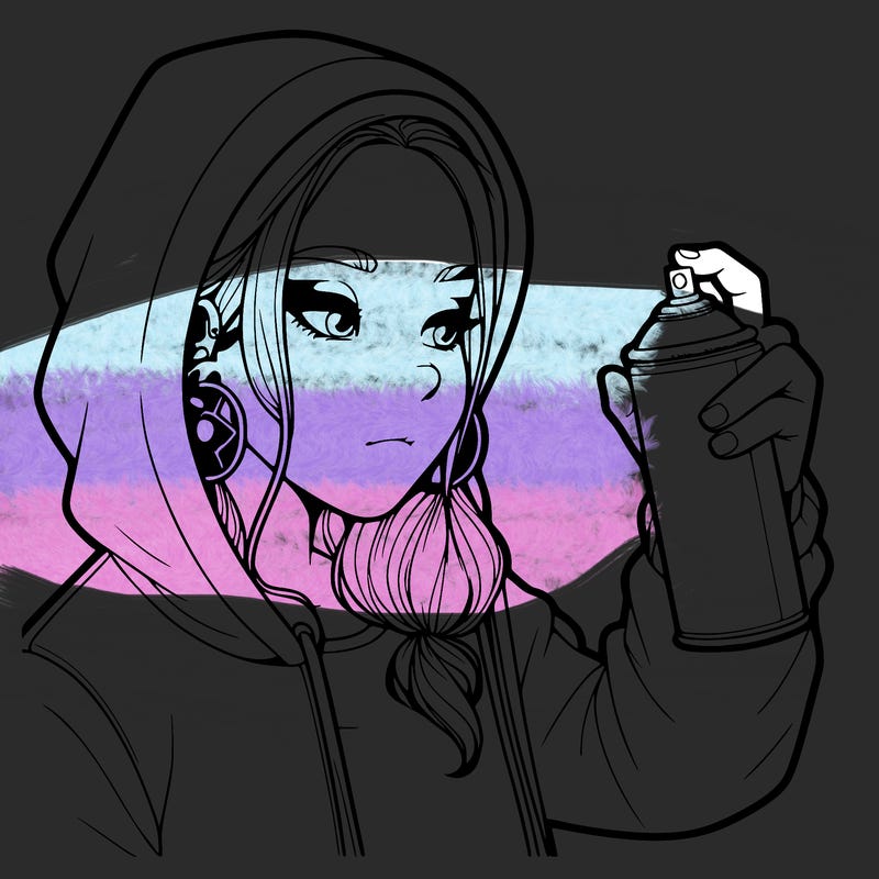 a realistic girl, spray painting