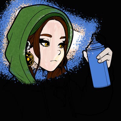 a realistic girl, spray painting