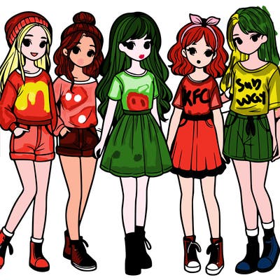 a group of five girls