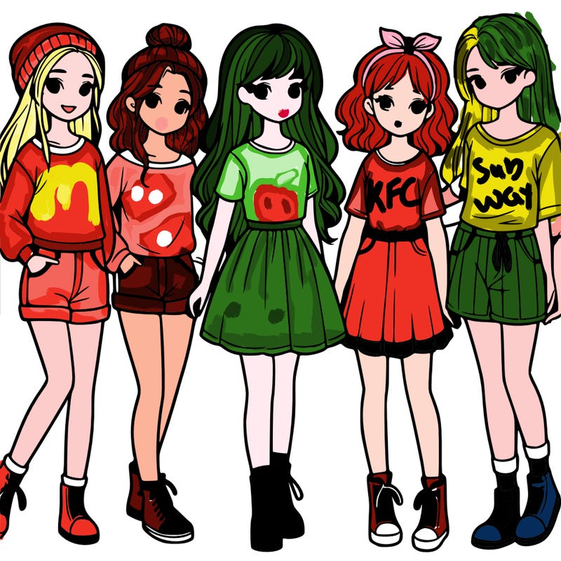 a group of five girls