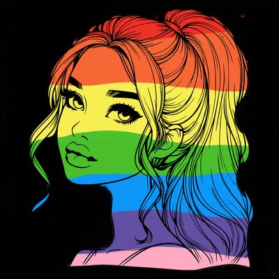 realistic girl with a ponytail on her hair and lips