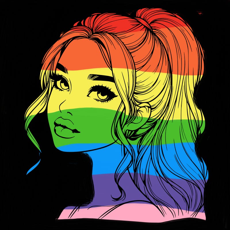 realistic girl with a ponytail on her hair and lips