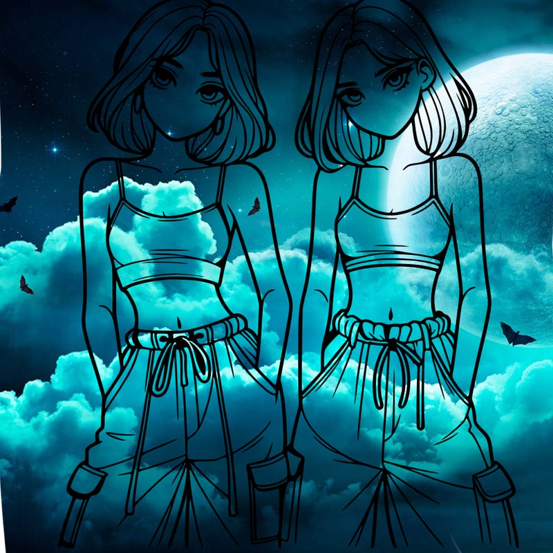 two girls with crop top with baggy pants