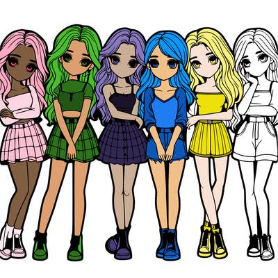 a group of girls realistic