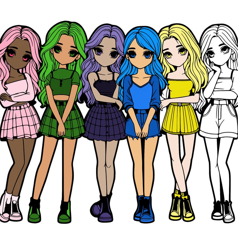 a group of girls realistic