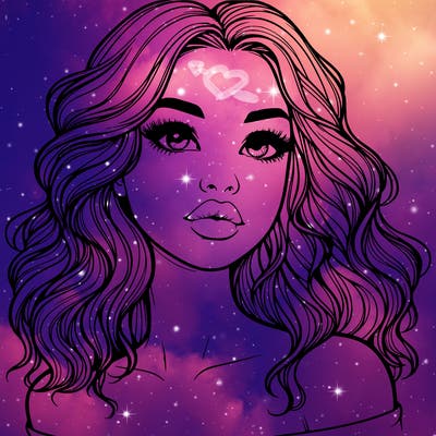 realistic girl with wavy hair and lips