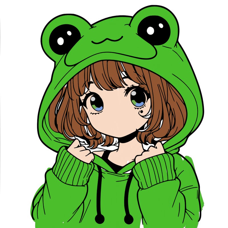 a cute teenage girl wearing a frog hoodie