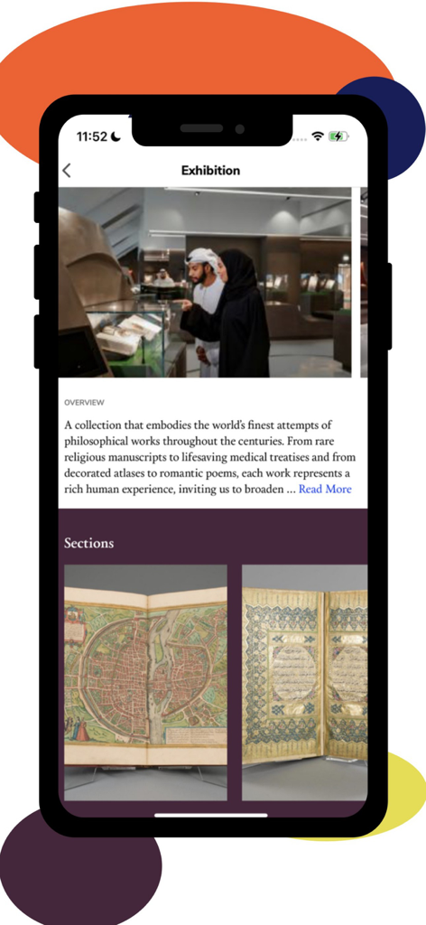 MBRL - Página de detalhes da exposição no aplicativo MBRL mostrando manuscritos raros.